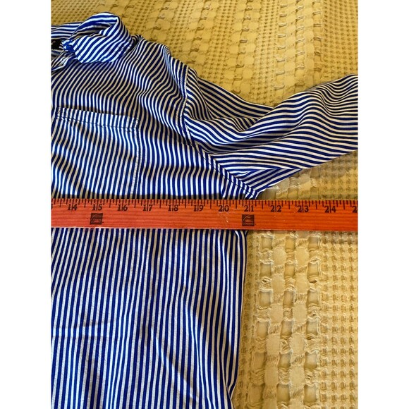 Grand & Greene Button Down Blouse Plus Size XL Blue White Stripes Collar Pocket - Picture 9 of 10